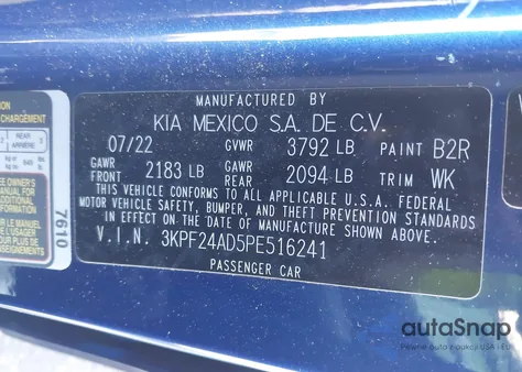 2023 Kia Forte Lxs from USA, damaged, VIN 3KPF24AD5PE516241